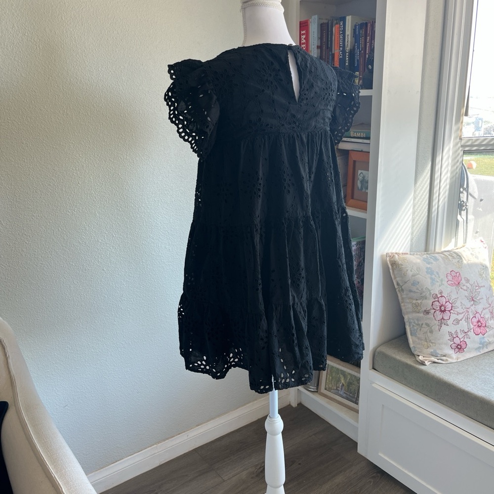 OLIVACEOUS Babydoll Black Eyelet Dress Size Small - Picture 4 of 4